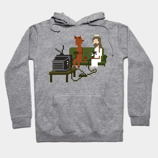 Jesus And Devil Playing Video Games Pixel Art Classic Hoodie by industriallhotsee